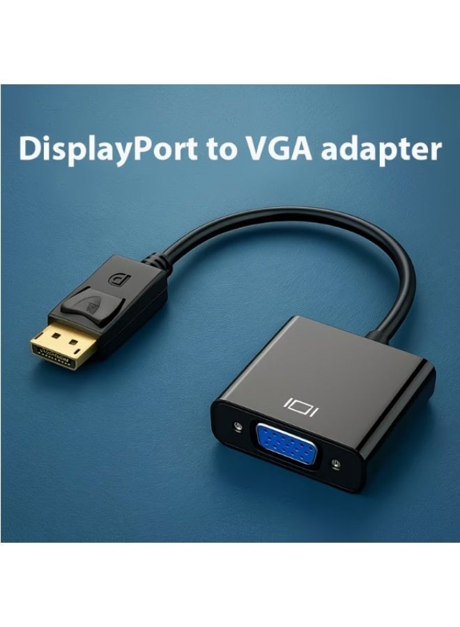 برايت محول DisplayPort (DP) إلى VGA مطلي بالذهب - محول فيديو من ذكر إلى أنثى مع توافق -C/-A، متوافق مع الكمبيوتر والكمبيوتر المحمول والكمبيوتر الشخصي والشاشة وجهاز العرض وتلفزيون عالي الدقة - شاشات متعددة، التوصيل والتشغيل، اتصال متين ومستقر، متوافق مع شاشات VGA، - للاستخدام المتعدد، مطلي بالذهب لتحسين جودة الإشارة، مثالي للألعاب واستخدام الفيديو، شاشات متعددة - Image 1